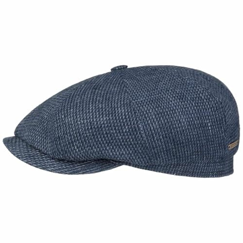 Stetson Hatteras Brinkley Flatcap - Einfarbige Mütze - Ballonmütze aus Leinen & Baumwolle - Mit UV-Schutz 40 - Made in the EU - Herren - Frühjahr/Sommer blau-meliert 57 cm