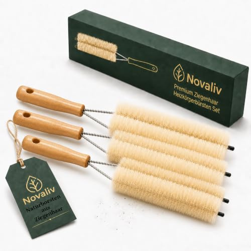 Novaliv 3X Heizkörperbürste Rippenheizkörper Heizungsbürste Heizkörper Reinigungsbürste 47x14cm IDEAL als Heizung Reinigungsbürste Rippen 2-Fach Gabel Heizkörper-Staubwedel dustoff