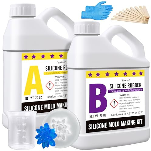 Kit de Fabricación de Moldes de Silicona Líquida Elástica de 40 Onzas - Translúcida de Curado Rápido 18A para Moldes de Resina