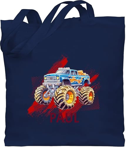 Geschenk mit Namen personalisiert by Shirtracer - Baumwolltasche - Auto - Monstertruck mit Name | Monster Truck Personalisiert | Riesentruck