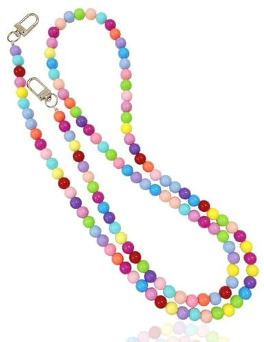 DEFGNOP 1 Pcs Colorful Phone Charm Universal Beaded Chain Lanyard Neck Wrist Strap, Compatible with Most Phones