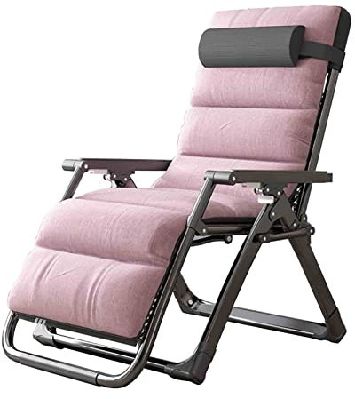 ZJHESXV Zero Gravity Recliner Made of Aluminium Alloy, Folding Deck Chair, Outdoor Sun Lounger with Pillow, Removable Cushioning Recliner Chair, Supports 440 lbs (Colour: Pink)