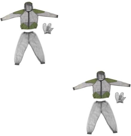 Didiseaon 2 Juegos Traje traje con capucha Ropa camisa a prueba de set de exterior disfraz de en la jungla disfraz de prevención de insectos Malla Grey