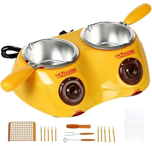 Mini máquina para Hacer Dulces de Fondue Doble, fusor eléctrico para Chocolate y Dulces derretidos, Kit de Olla para derretir Chocolate con Capacidad de 500 g, Ideal para Suministros