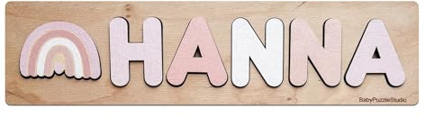 Individuelles Baby Name Holzpuzzle mit Buchstaben | Bestes Geschenk zum ersten Geburtstag für Mädchen | Spaß und Lernen in einem