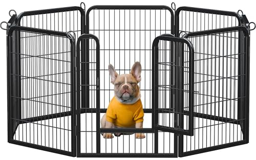 Soberine Recinti per Cani Gatti da Interni ed Esterni per Cuccioli Conigli Recinzione in Metallo Pieghevole Box Portatile per Cani Nera 8 pz 65 x 80 cm