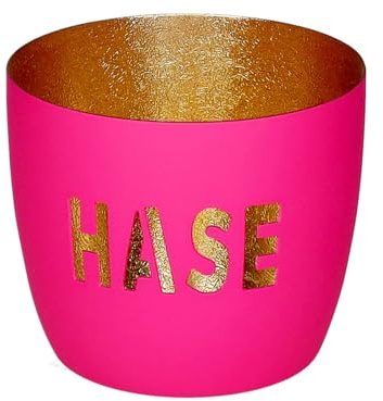 Giftcompany Madras Windlicht M Hase hot pink/Gold 8,5cm