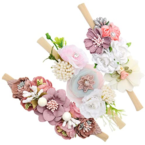 VICASKY 3pezzi Fascia per Capelli Neonata Fiori Elastiche Fascette per Capelli Bambina per Ragazzo Ragazza Ragazza Copricapo di Fiori per Bambine
