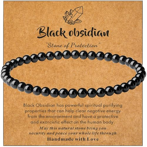 Sahoottie Crystal Beaded Bracelets for Women Natural Healing Gemstone Stone Bracelet 4/6/8mm Beads for Women Men Birthday Christmas Valentine's Ladies Jewellery Gifts