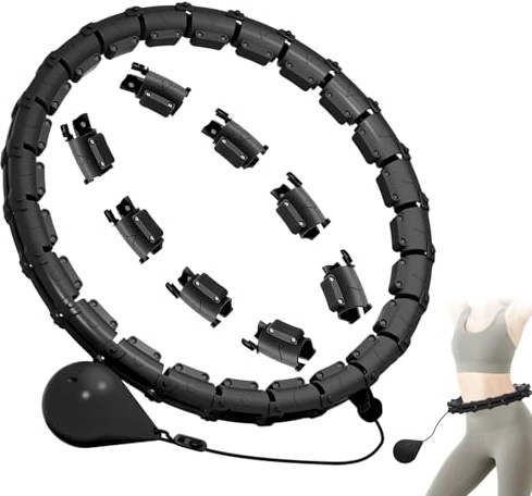 Hula Hoop Smart Hula Hoop - Aro de hula hoop para adultos con peso con contador de 32 nudos (57-165 cm), ajustable, equipo de adelgazamiento silencioso, hula hoop, aro para adelgazar para pérdida de
