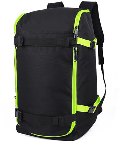 Snowboard-Rucksack, großes Fassungsvermögen, 50 l, Trocken- und Nasstrennung, Skirucksack, Schneeschuhe, Tasche, Schneeaufbewahrungstasche für Helm, Skischuhe, Skibrille, Handschuhe(Black 30x32cm)
