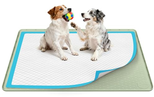 Kalolary Soporte para almohadilla de orina de 101.6 cm x 71.1 cm, soporte de silicona para inodoro de perro, reutilizable, para entrenamiento de perros, a prueba de fugas, borde elevado (verde)