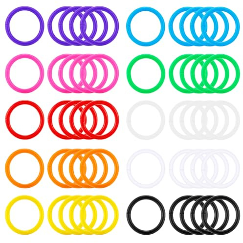 50Pcs Loose Leaf Binder Rings Colorful Book Rings Notebook Paper Rings for Flash Cards Keychain Key Ring for Books Index Cards Students Teachers Workers School Office,10Colors,1.1inch
