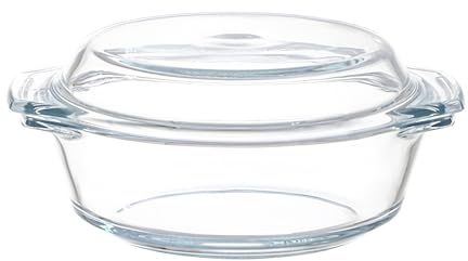 Casseruola di Vetro con Coperchio, 25.7 cm / 9.33 Pirofila Rotonda in Vetro, 2000 ml / 67.63 oz Casseruola, Può essere utilizzato nel Forno e nel Microonde