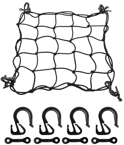 Cargo Net - Mesh Truck Bed Carg, Non Slip Truck Bed Cargo Net, Black Rigging Nets for SUV | Heavy Duty Mesh Square Nets with 4 Hooks and 4 Pad Eyes Holds Small and Large Loads Daily Light Loa