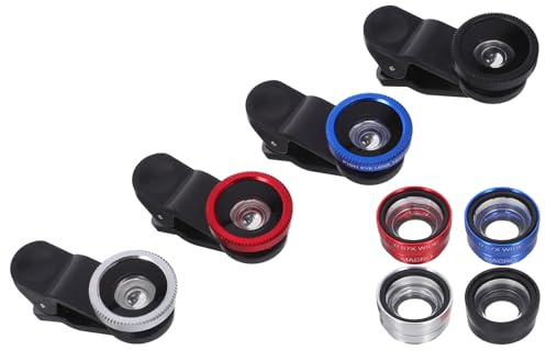 Ipetboom 4 Stück Handy Kameraobjektiv mit Clip Weitwinkel Makro und Fisheye Objektiv Tragbar Kompatibel für Smartphone Fotografie Unterwegs