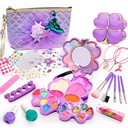 Kinderschminke,26-teilige waschbare Meerjungfrau-Thema Kosmetik - Waschbares Schmink Set Für Kleine Mädchen | Für Mädchen Von 3 Bis 12 Jahren Zum Rollenspiel Verkleidung Weihnachten Prinzessin