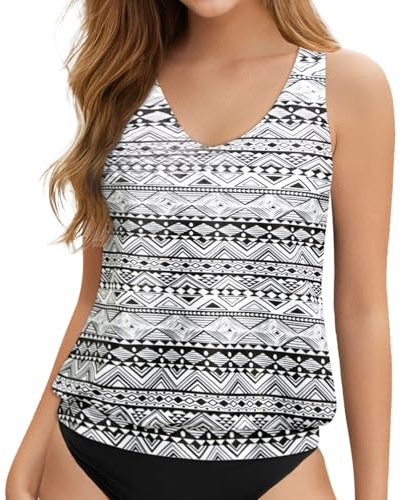 Bikini para mujer, camiseta de tankini para mujer, corte holgado, parte superior de natación sin parte inferior, traje de baño, Negro , L