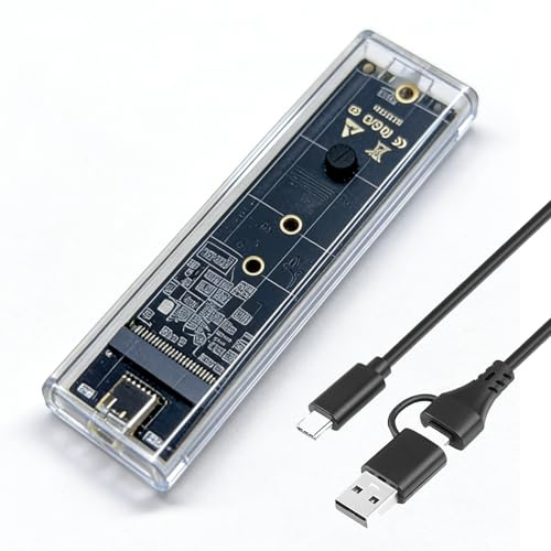 Carcasa SSD M2 NVME y SATA, Adaptador SSD NVME USB C 3.2 Gen 2 (10 Gbps), Carcasa Disco Duro Externo para M.2 PCIe M-Key y M+B-Key 2230/2242/2260/2280 con Windows, Mac, Linux, PS5 y Xbox