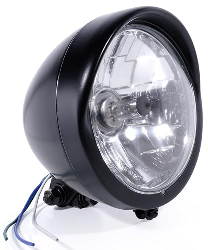 WTMT 5¾ Zoll Scheinwerfer Schwarz H4 Klarglas Plain ECE - Für Harley Chopper Custom
