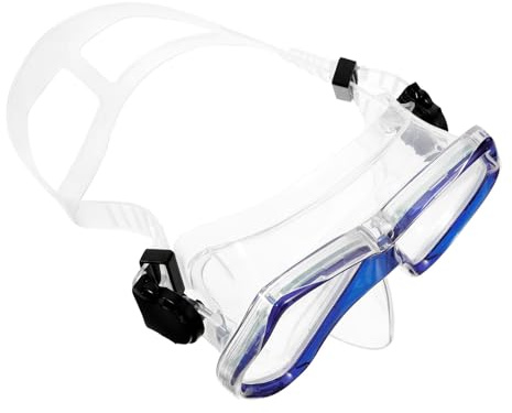 Luxshiny Lunettes de Plongée Grand Cadre Unisexes Bleu Transparent, Lunettes de Natation Anti-buée et Étanches, Masque de Snorkeling Haute Visibilité pour Adultes, Confortables et