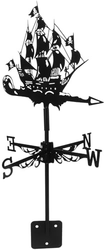 DECHOUS Girouette Pirate en Fer Résistante pour Toit et Jardin, Indicateur Direction du Vent Décoratif Extérieur, Décoration Nautique Vintage pour Patio et Pelouse, Accessoire D’Ornement