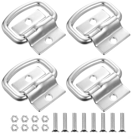 Ganchos de anillo en D con ojales de amarre resistentes para remolques, camiones, caravanas, barcos, anclajes de amarre de cuerda de acero galvanizado con accesorios de montaje, paquete de 4