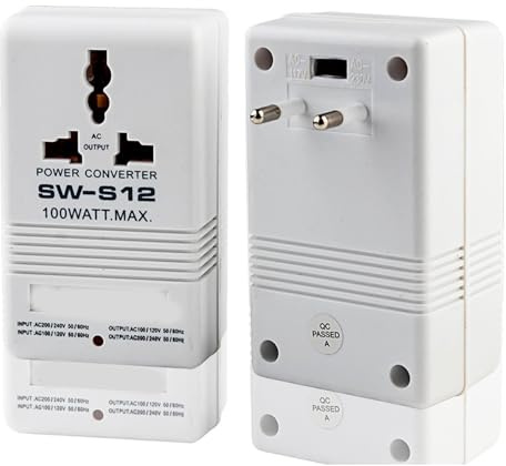 Prevessel Transformador de Doble Voltaje de 110v y 220V, Convertidor de Potencia de Viaje Compacto para Pequeños Electrodomésticos (Enchufe Europeo)