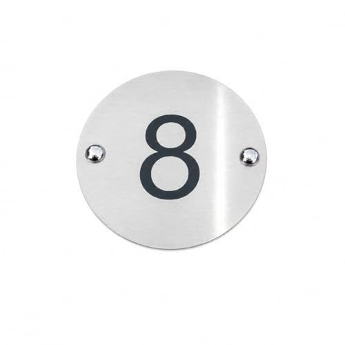 Stainless Steel Parking Bay Number Disc – Kerb Marker Number Sign – 11.5cm Diameter – Driveway & Parking Space Marker with Fixings Included - Demarcation