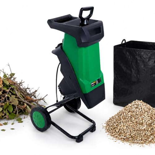 Wangyingxu Biotrituratore Elettrico 15 A 1,8 Pollici, Contenitore di Raccolta 50 L, Trituratore Cippatore per Legno, 4500 Giri/min, Doppie Lame in Acciaio per Rami e Ramoscelli