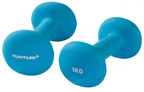 Tunturi 2er Set Kurzhantelset, Fitnessset, 5 kg, Bunte Kurzhanteln mit Neoptren