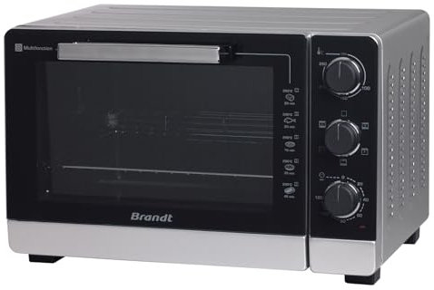 Brandt FC405MS - Mini forno portatile compatto da 2100 W, capacità 40 L, multifunzione con 5 modalità di cottura, cottura omogenea, doppio vetro, colore: grigio