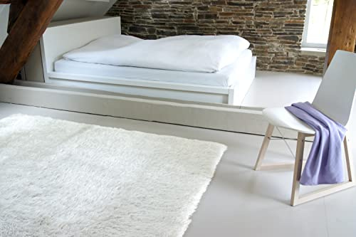 floor factory Hochflor Shaggy Teppich Prestige weiß 200x200 cm - superweicher Flauschiger Langflor Teppich