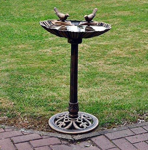 Traditional Waterproof Pedestal Bird Bath for Gardens - Bronze