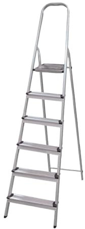 Amig - Échelle pliable 6 marches de 8 cm de Largeur | Escabeau Antidérapant avec Poignée | Légère, Stable et Résistante | Parfaite pour les Tâches Domestiques et l'Usage Professionnel