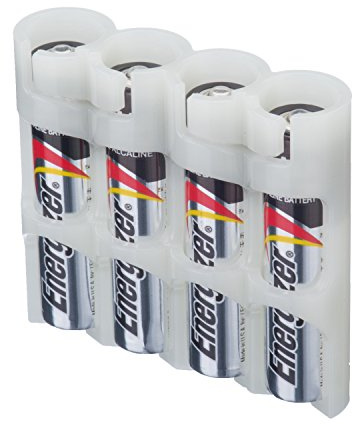 Storacell by Powerpax SlimLine AAA Battery Caddy, Glow in the Dark Moonshine, Holds 4 Batteries