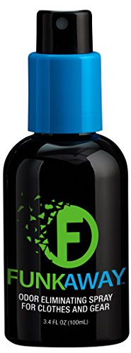 FunkAway Odor Eliminator Spray for Shoes, Clothes and Gear, 3.4 oz., Non-Aerosol; Mini Size for Travel, Ideal for Gym Bag, Purse, Locker or Suitcase