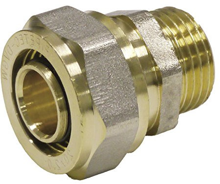 Pipetec Schraubfitting Übergang 26x3 mm 1 Aussengewinde für Mehrschicht-Verbundrohr, DVGW, UBA-konform, bis max.100°C