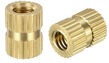 sourcing map 100 Stück Gewindeeinsatz Rändelschrauben Einschraubmuttern M4 x 8mm(L) x 6,4mm(OD) Messing