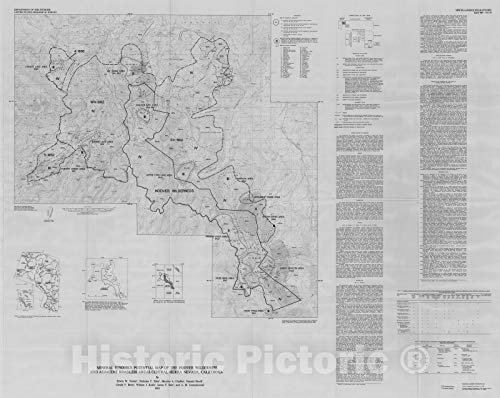 Historic Pictoric Map : Mineral Resource Potential of The Hoover Wilderness and Adjacent Roadless Areas, Central Sierra Nevada, California, 1983 Cartography Wall Art : 24in x 18in