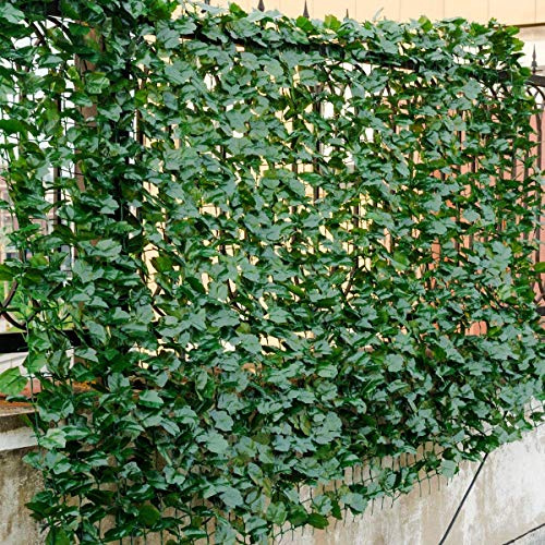 Moccha Artificial Hedges Faux Ivy Leaves Fence Screen, Greenery Ivy Vine Plants for Home Decoration, Decorative Trellis Privacy Fence Screen Mesh with Nature Looking for Indoor, Outdoor (40x95)
