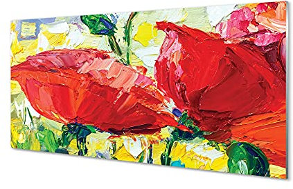 Tulup Acrylglas Bild Wandbild 120x60cm Wandbild Gemälde Dekorative Für Wohnzimmer Schlafzimmer - Rote Blumen