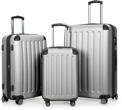 Hauptstadtkoffer Spree – Set de 3 valises : Bagage Cabine 55 cm, Valise Moyenne 65 cm et Grande Valise de Voyage 75 cm, Coque Rigide ABS+PC, Serrure à Combinaison TSA, Argent