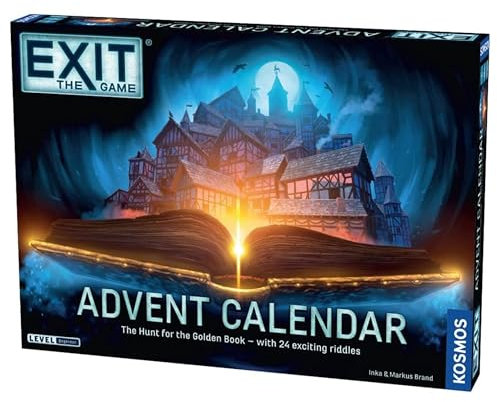 Thames & Kosmos EXIT Adventskalender - Die Jagd nach dem goldenen Buch, Escape Room Kartenspiel, Familienspiele für Spieleabend, Urlaubsjahresspiele für Erwachsene und Kinder, für 1+ Spieler, ab 10
