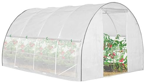 IDMarket - Gewächshaus, Tunnel, 12 m², weiß, anhebbar, mit Moskitonetz