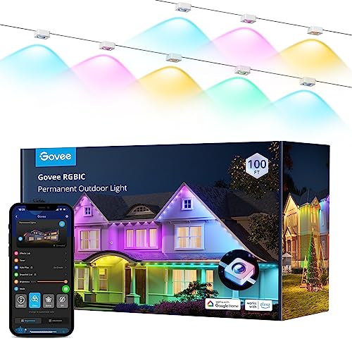 Govee Outdoor Lights - 30M, Smart RGBIC with 72 Scene Modes, Alexa & Google Assistant Compatible, IP67 Waterproof for Parties & Decoration
