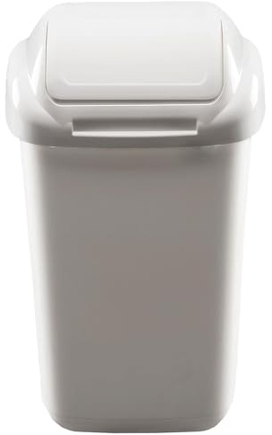 Home Centre Flip Top 30L Plastic Waste Bin, Kitchen, Office, White | Recycling rubbish bin, easy clean, household waste disposal, flip top lid, school, work, recyclable trash dispenser