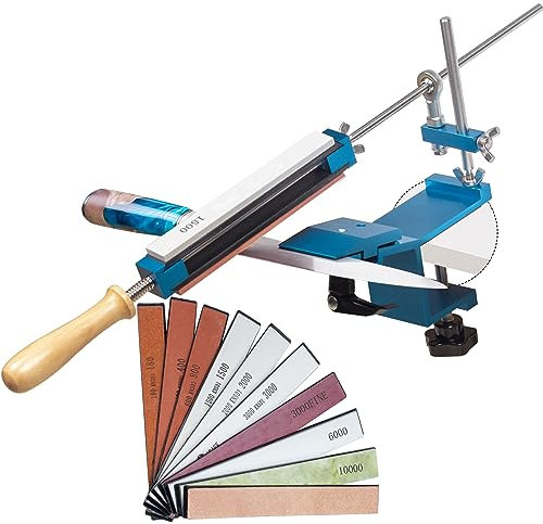 CWOVRS Messerschärfer Profi, Professioneller Messerschärfer mit Schnellspann-Design, Festwinkel Messerschärfsystem Kit Schleifmittel-Haltesystem für Feinschleif-Polierwerkzeug, 9+1