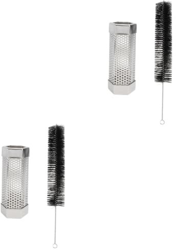 Kisangel 2sätze Edelstahl Bbq Räucherröhre Mit Bürste Teiliges Für Perfektes Räuchern Langlebig Leicht Zu Reinigen Geeignet Für Gasgrills Und Holzkohlegrills Und Energieeffizient