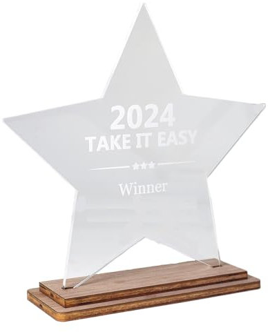 Pila Stone Award aus Acrylglas & Holz – personalisierbare Trophäe mit Gravur für Sport, Schule, Firma & Events – Pokal als Auszeichnung, Geschenk, Medaille (140x120)